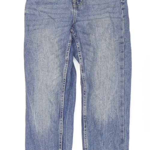 Stradivarius Womens Blue Cotton Mom Jeans Size 4 L25 in Regular Zip