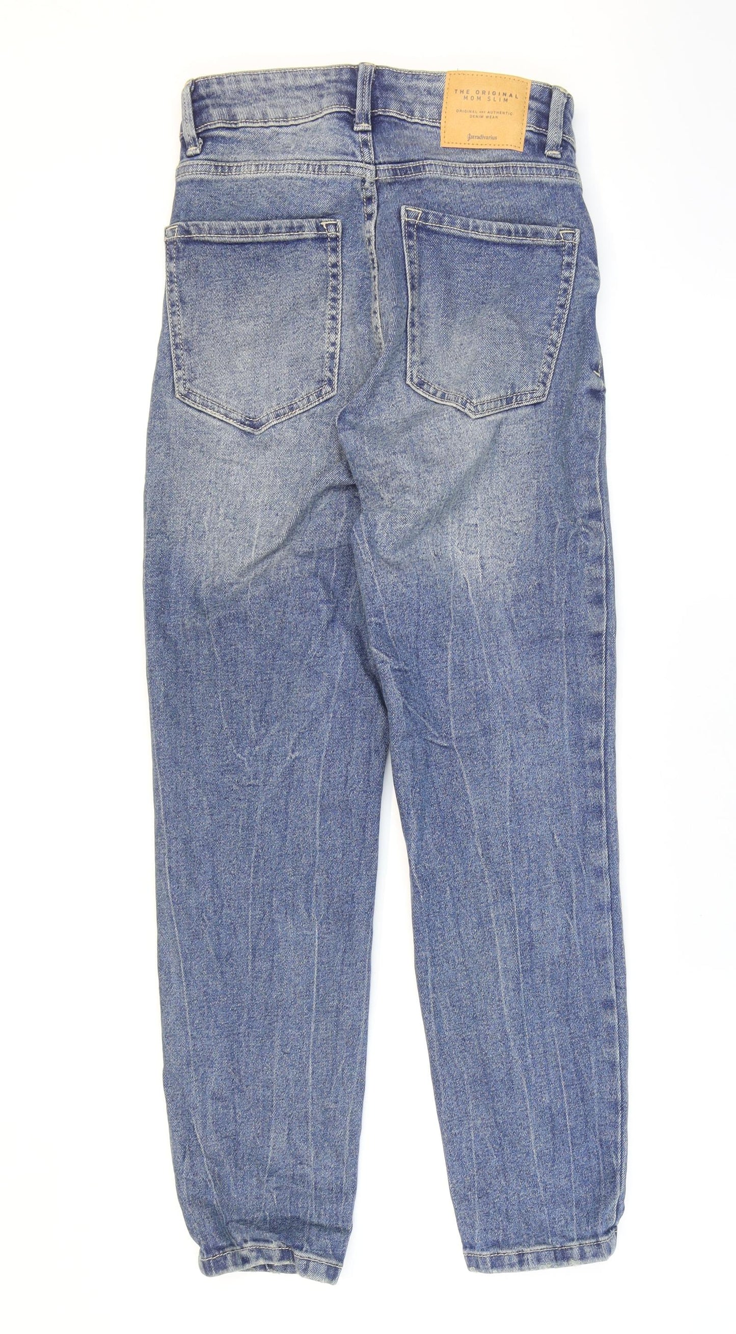 Stradivarius Womens Blue Cotton Mom Jeans Size 4 L25 in Regular Zip