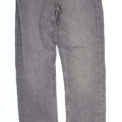 Marks and Spencer Womens Grey Cotton Straight Jeans Size 10 L30 in Regular Zip