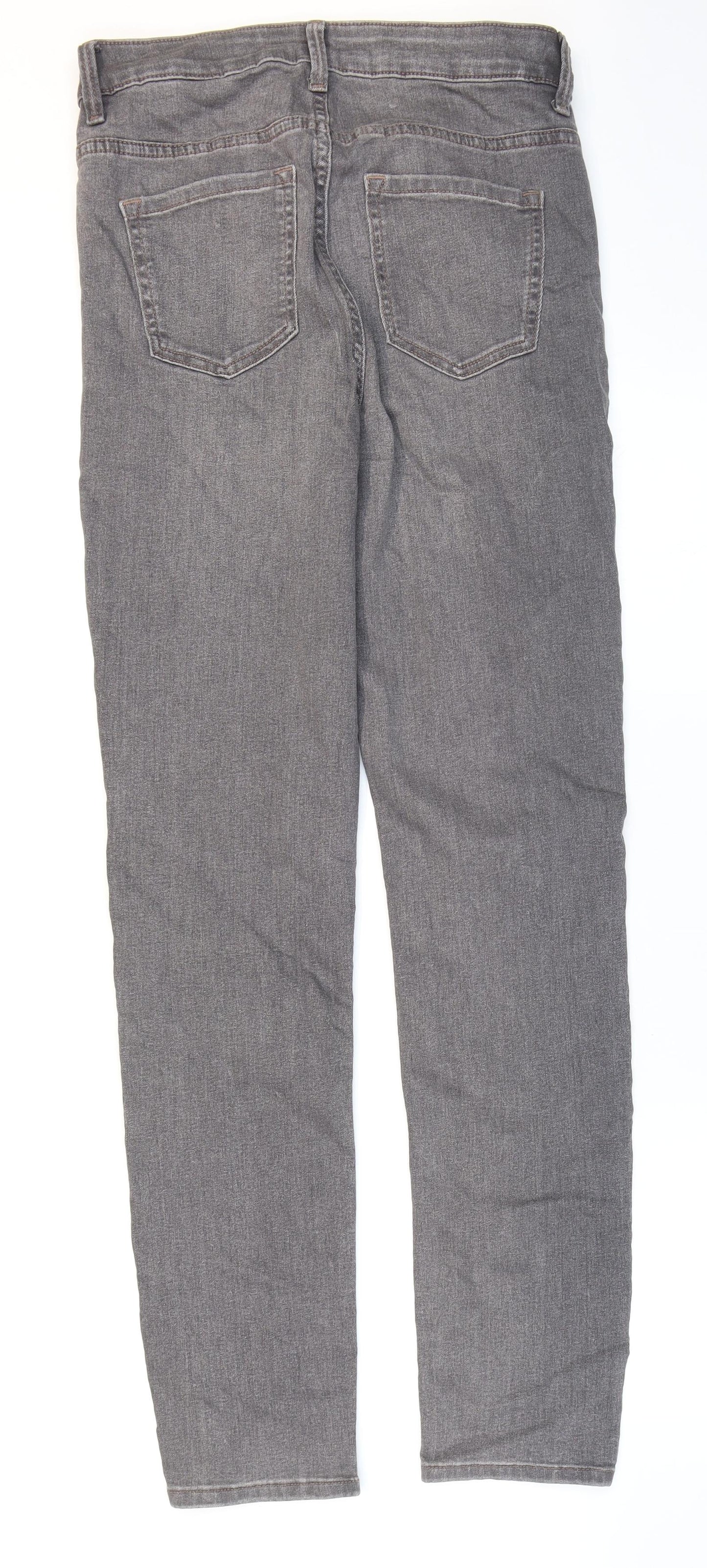 Marks and Spencer Womens Grey Cotton Straight Jeans Size 10 L30 in Regular Zip