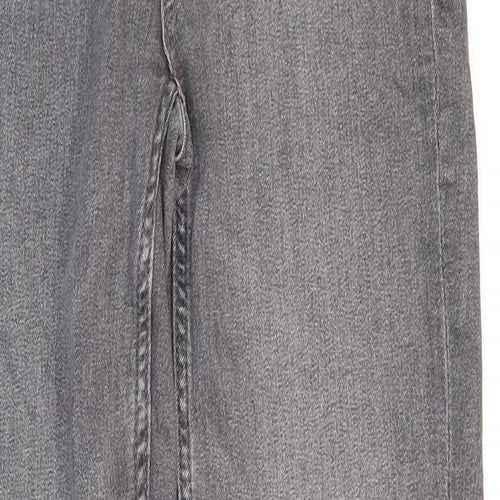 Marks and Spencer Womens Grey Cotton Straight Jeans Size 10 L30 in Regular Zip
