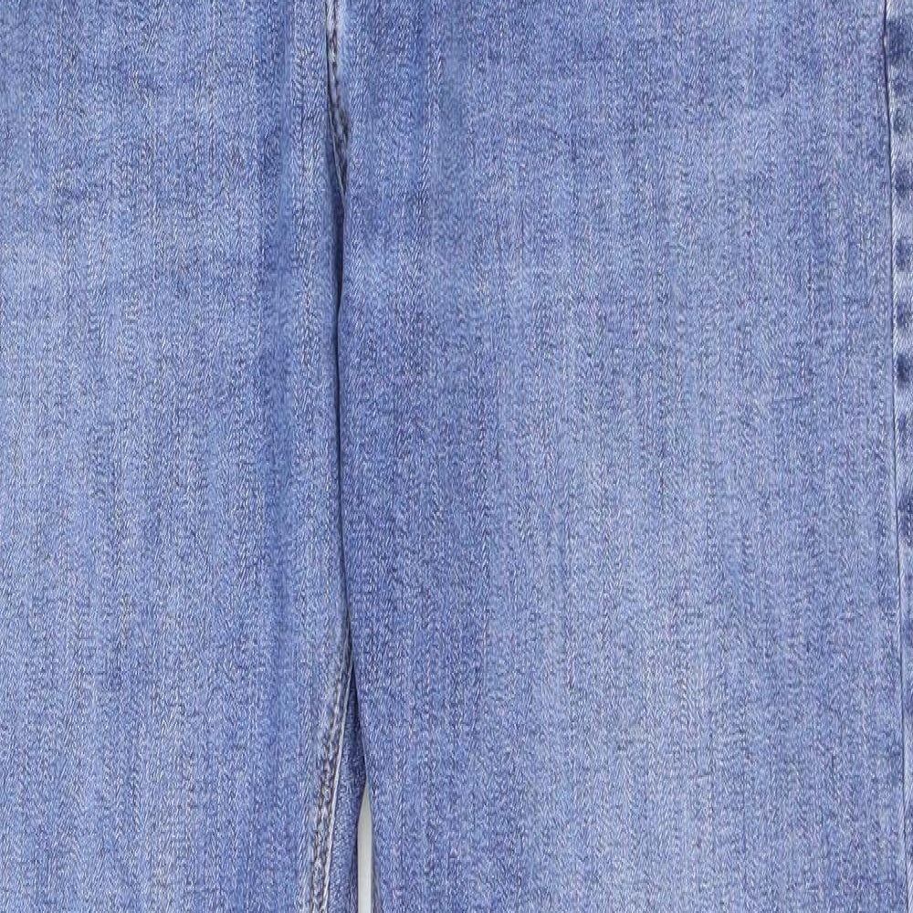 Marks and Spencer Mens Blue Cotton Straight Jeans Size 36 in L33 in Regular Zip