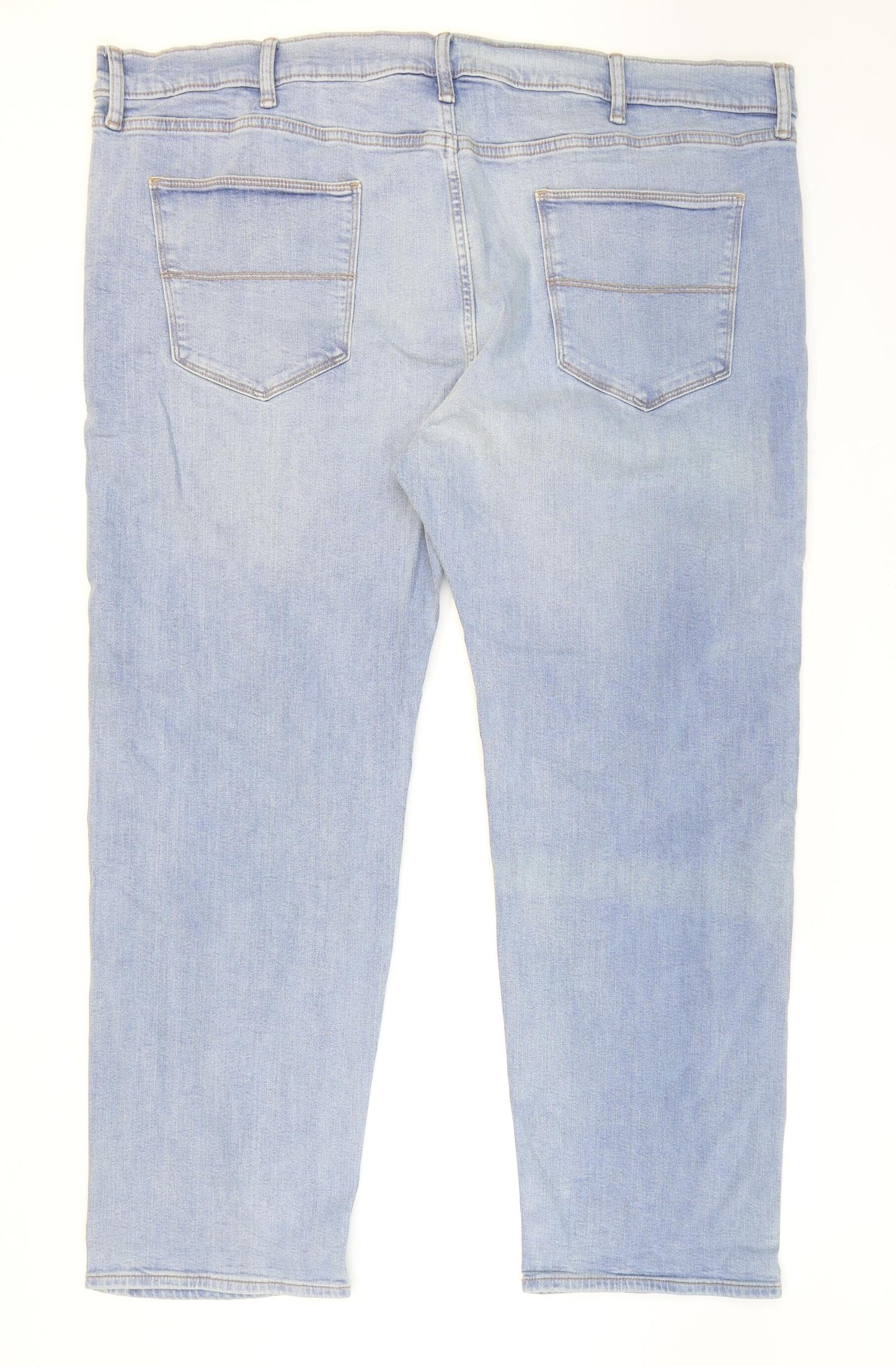 Marks and Spencer Mens Blue Cotton Tapered Jeans Size 44 in L31 in Regular Zip