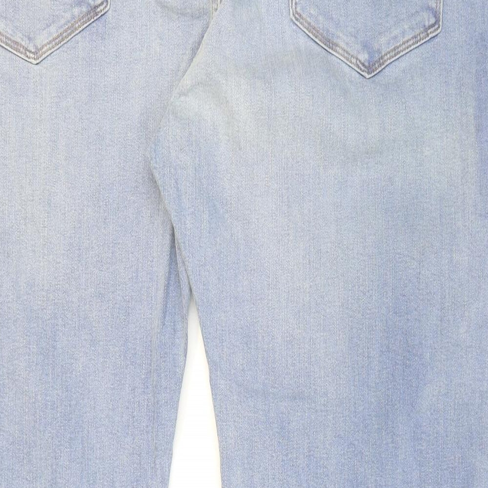 Marks and Spencer Mens Blue Cotton Tapered Jeans Size 44 in L31 in Regular Zip