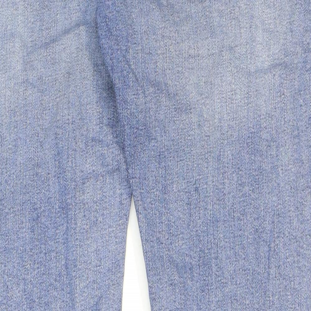 Marks and Spencer Mens Blue Cotton Straight Jeans Size 32 in L31 in Regular Zip