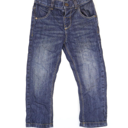 NEXT Boys Blue Cotton Tapered Jeans Size 2-3 Years Regular Zip