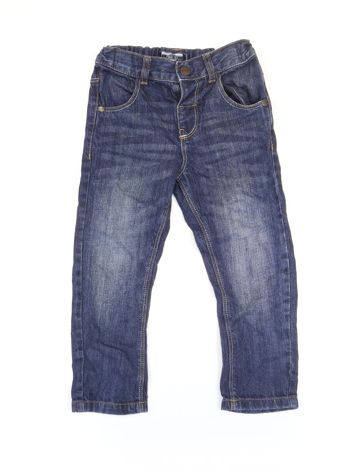 NEXT Boys Blue Cotton Tapered Jeans Size 2-3 Years Regular Zip