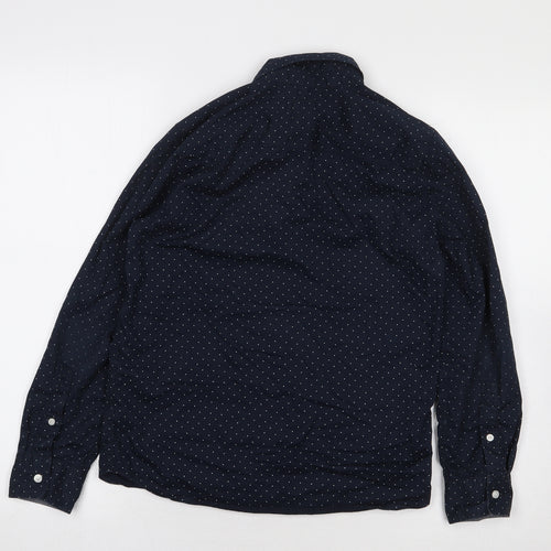 Label of Graded Goods Boys Blue Polka Dot 100% Cotton Basic Button-Up Size 11-12 Years Collared Button