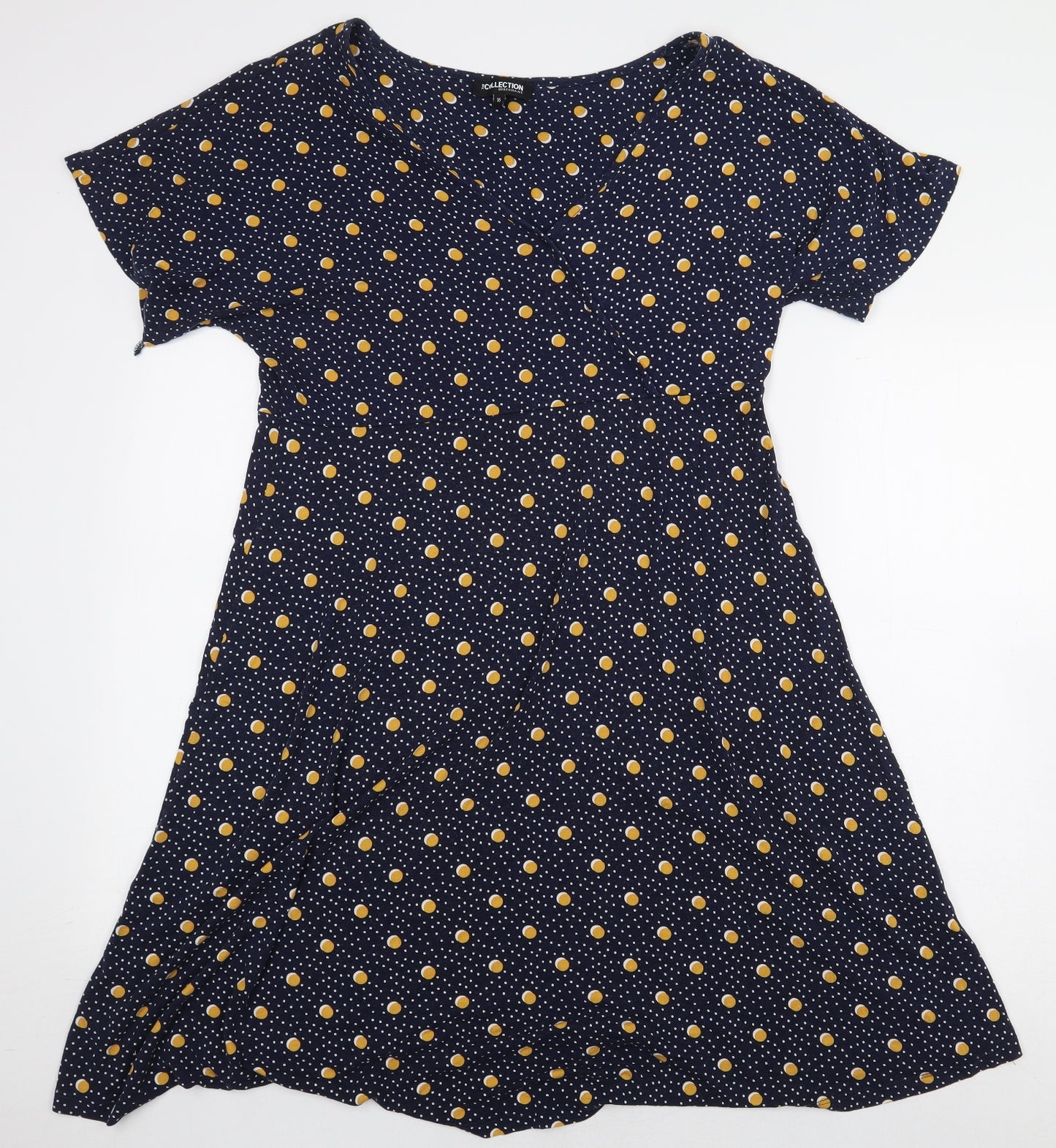 Debenhams Womens Blue Polka Dot Viscose A-Line Size 16 Scoop Neck Pullover