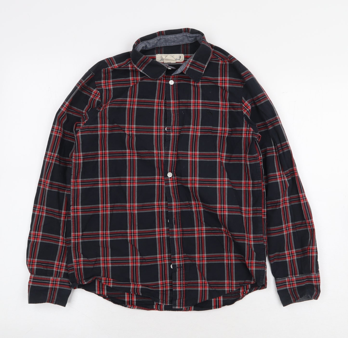 H&M Boys Red Plaid 100% Cotton Basic Button-Up Size 11-12 Years Collared Button