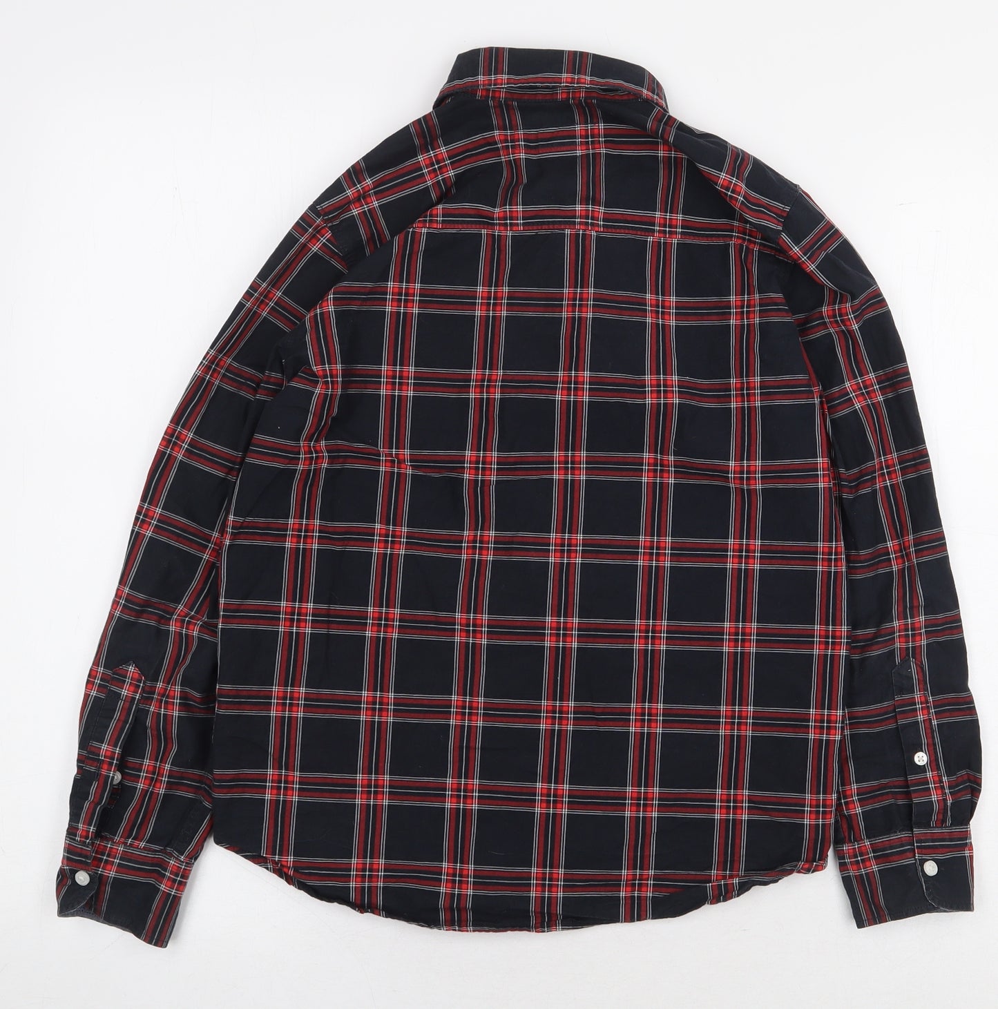 H&M Boys Red Plaid 100% Cotton Basic Button-Up Size 11-12 Years Collared Button