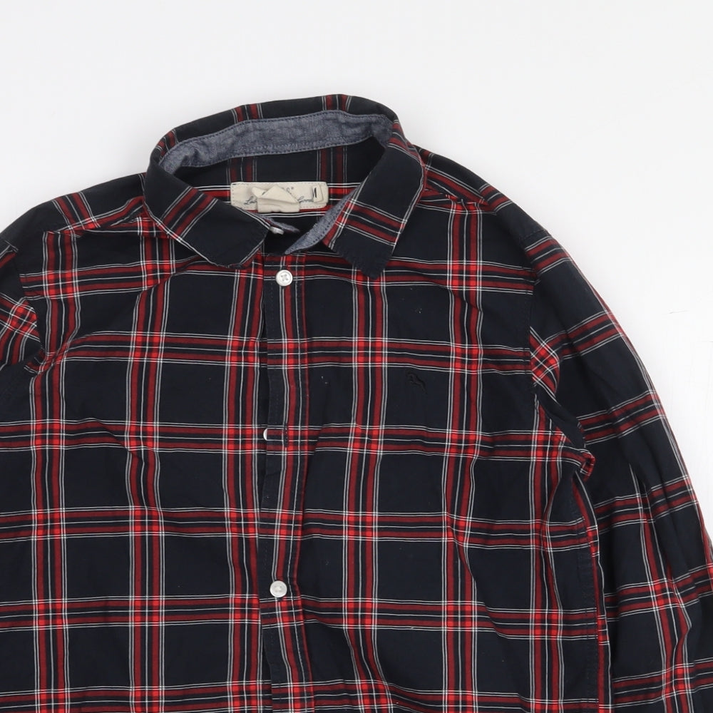 H&M Boys Red Plaid 100% Cotton Basic Button-Up Size 11-12 Years Collared Button