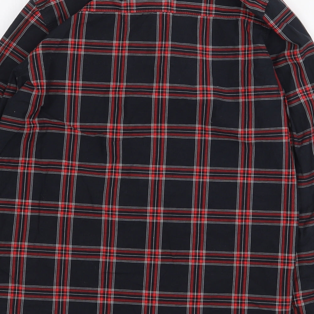 H&M Boys Red Plaid 100% Cotton Basic Button-Up Size 11-12 Years Collared Button