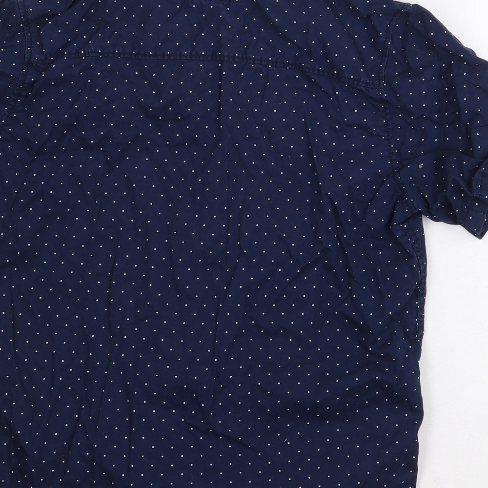 H&M Boys Blue Polka Dot 100% Cotton Basic Button-Up Size 9-10 Years Collared Button