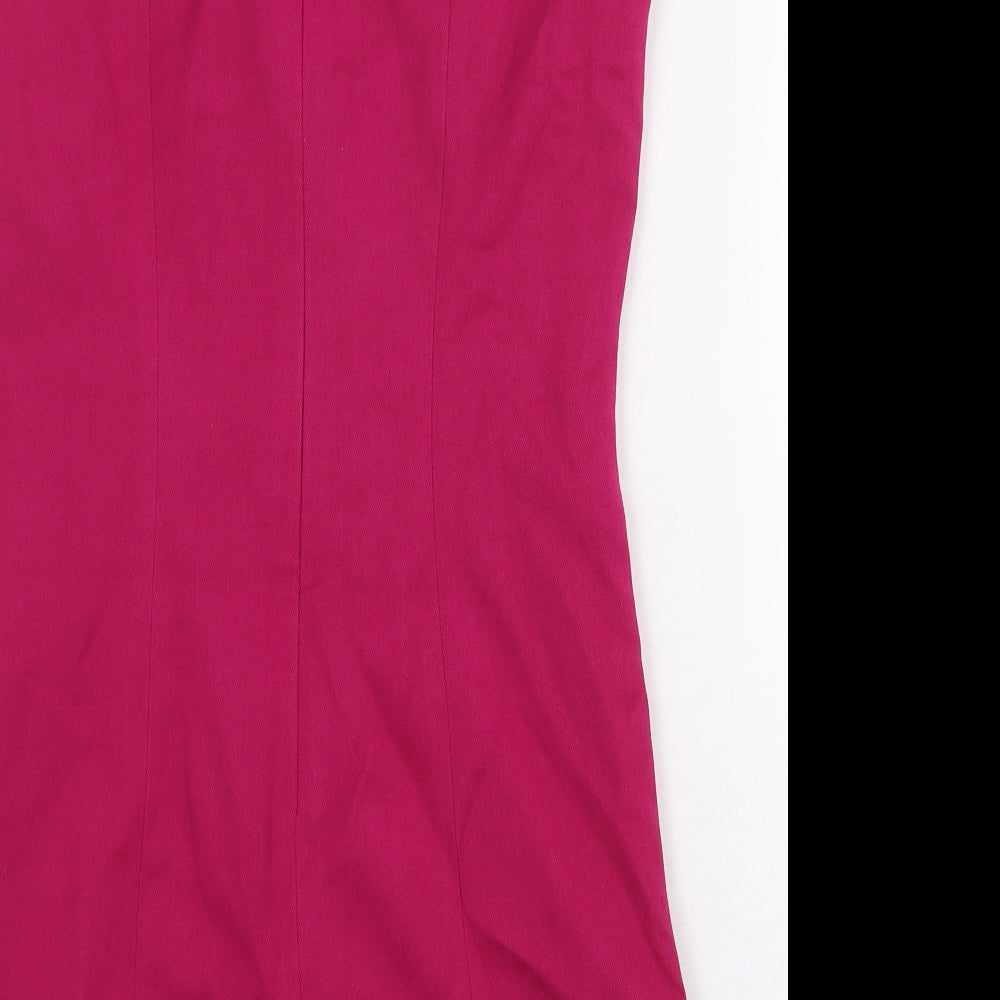 NEXT Womens Pink Colourblock Polyester Pencil Dress Size 8 Boat Neck Zip
