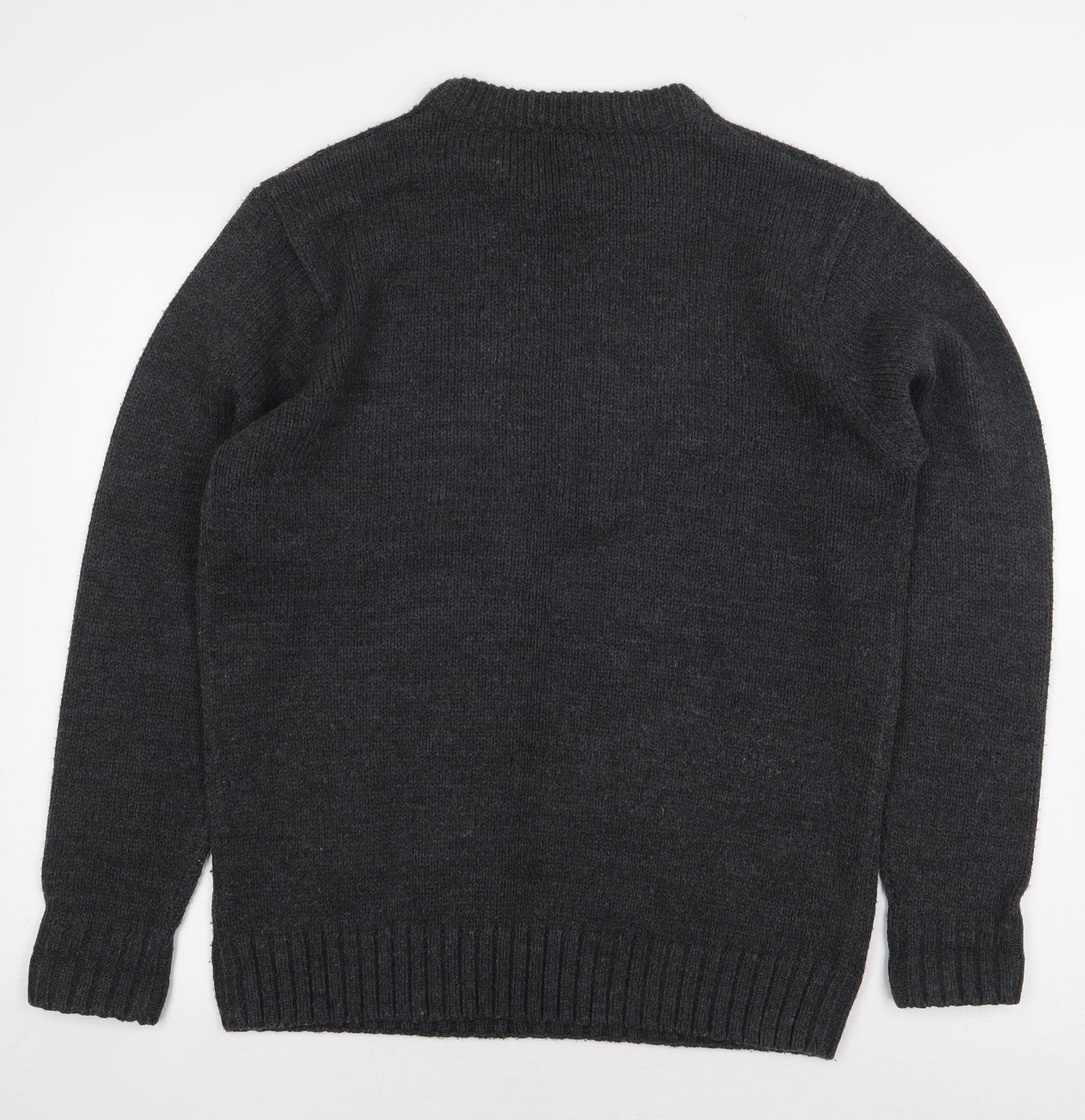 Premier Man Mens Grey Round Neck Acrylic Pullover Jumper Size S