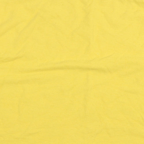 Gildan Womens Yellow 100% Cotton Cropped T-Shirt Size XL Round Neck