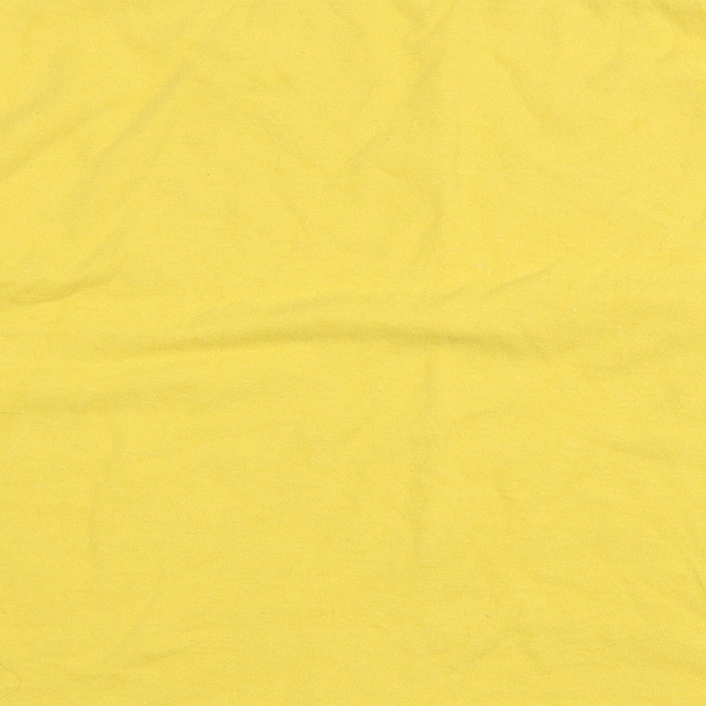 Gildan Womens Yellow 100% Cotton Cropped T-Shirt Size XL Round Neck