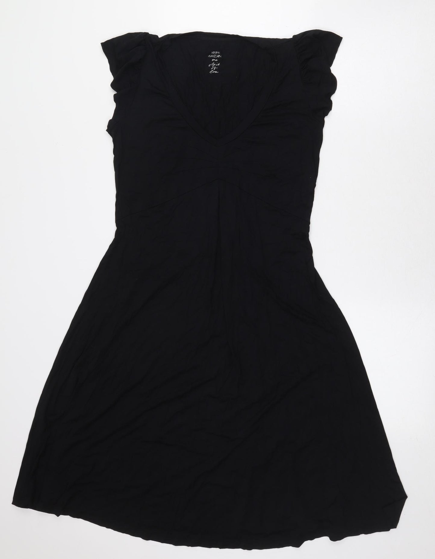 Marc Cain Womens Black Viscose A-Line Size S V-Neck Pullover