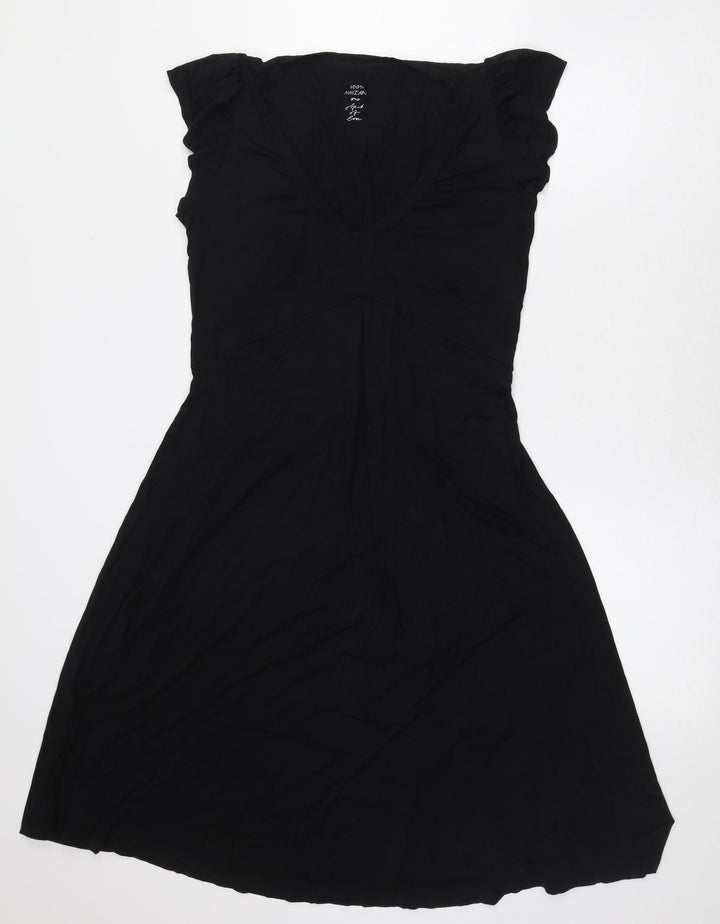 Marc Cain Womens Black Viscose A-Line Size S V-Neck Pullover