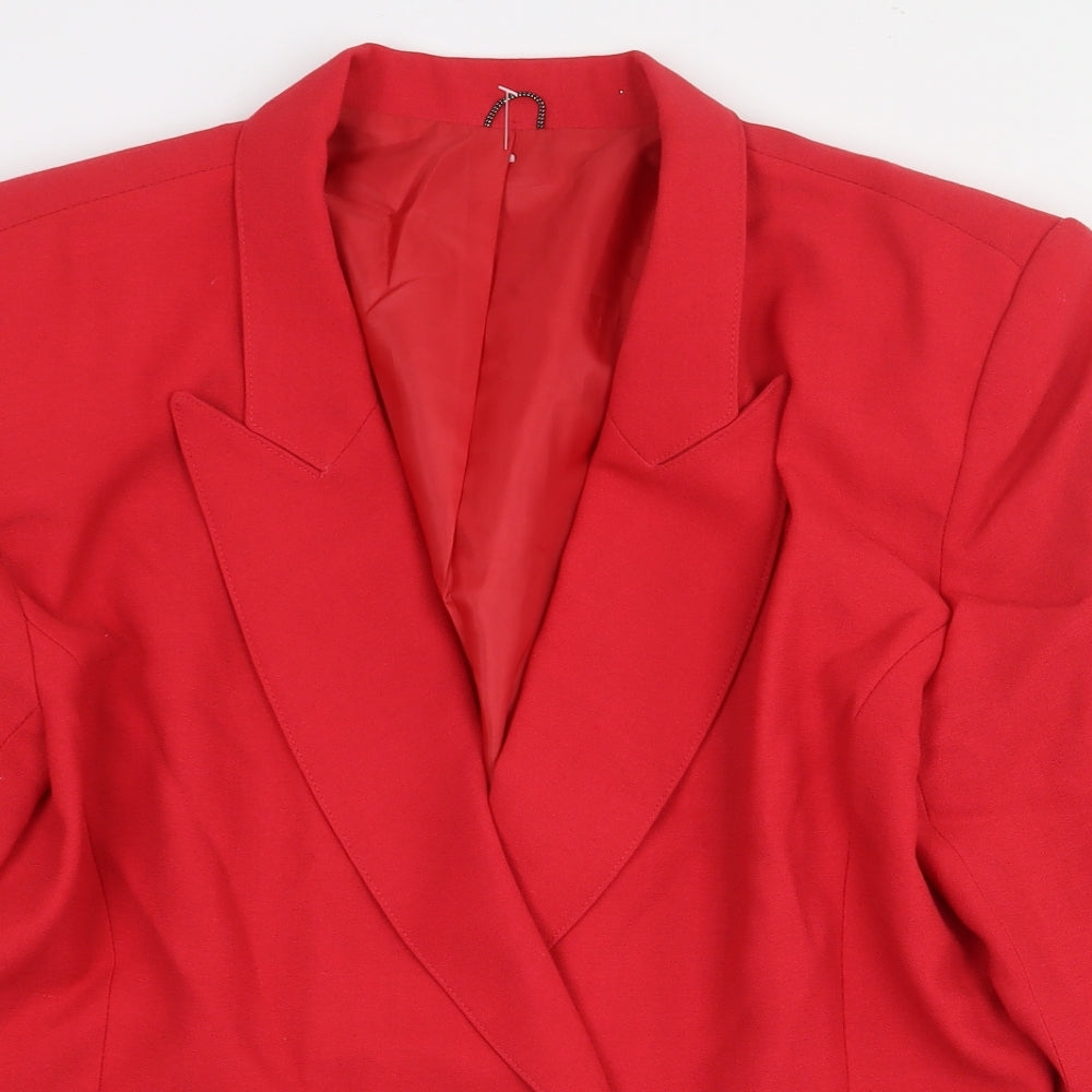 Jacques Vert Womens Red Jacket Blazer Size 16 Button