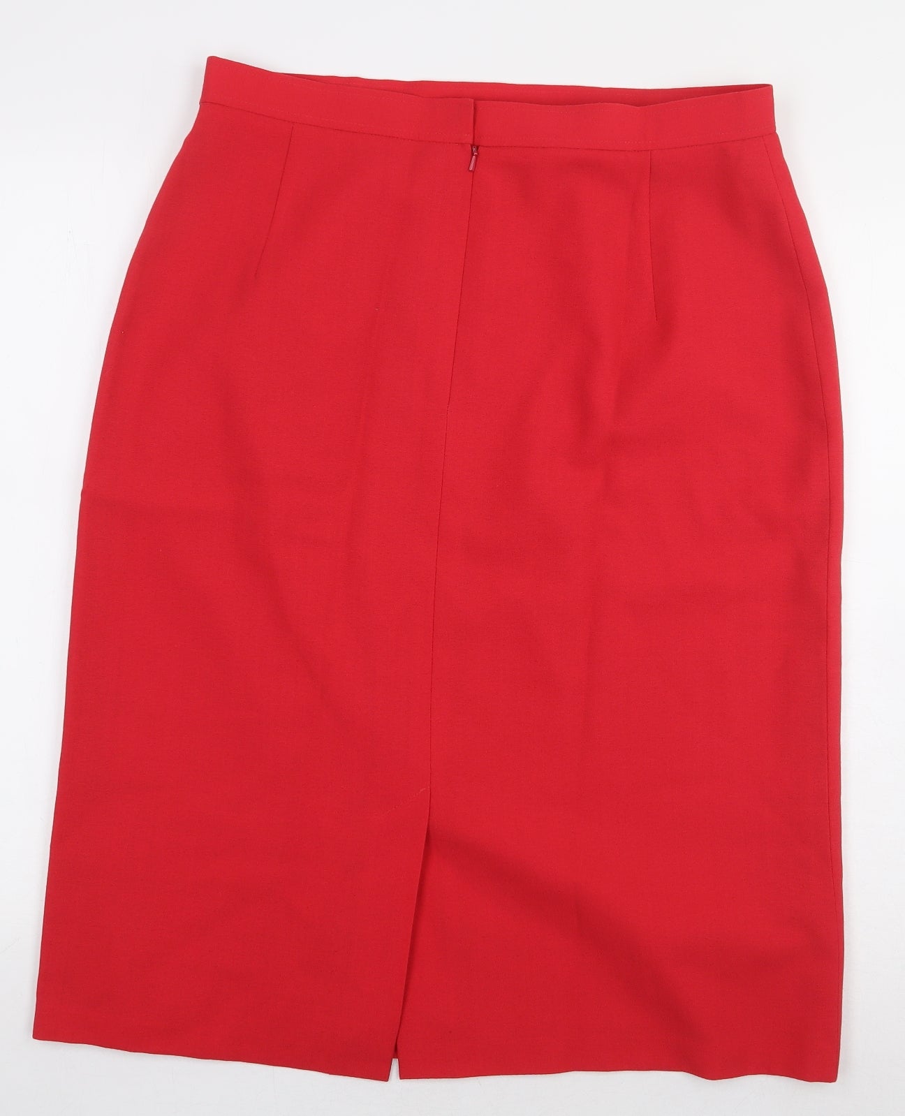 Jacques Vert Womens Red Polyester Straight & Pencil Skirt Size 32 in Zip