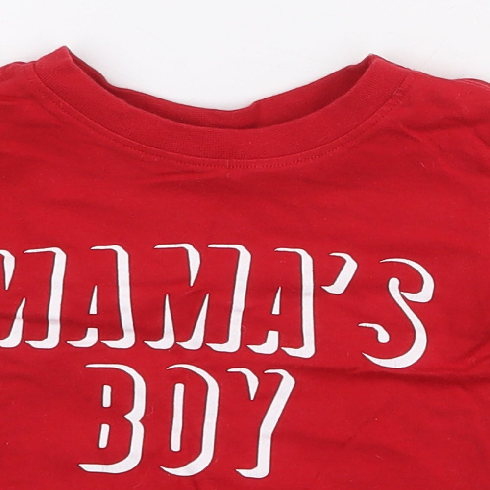 Primark Boys Red 100% Cotton Pullover T-Shirt Size 9-12 Months Round Neck Pullover - Mama's Boy