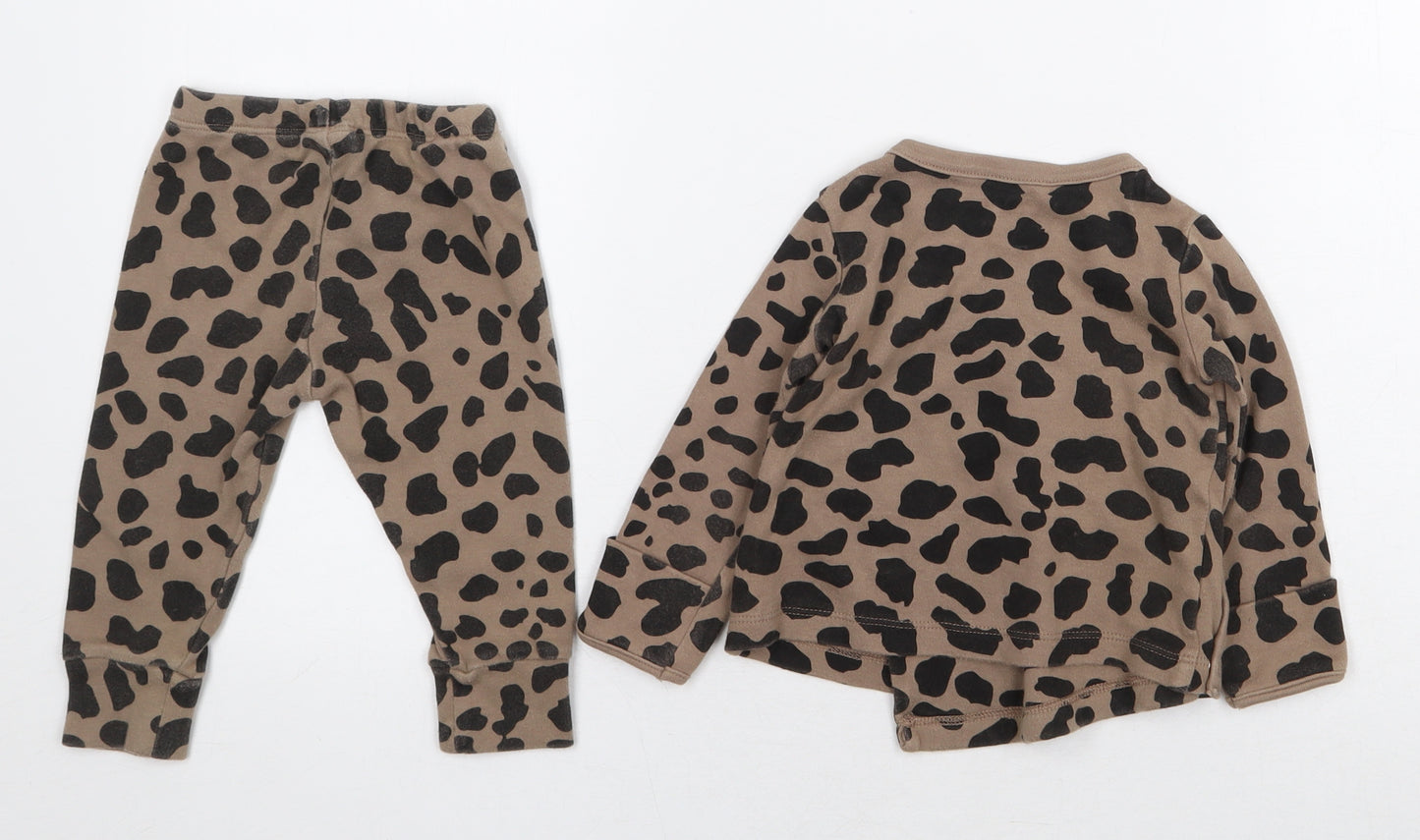 Cribstar Baby Brown Animal Print 100% Cotton Trousers Set Outfit/Set Size 6-9 Months Snap - Leopard Print