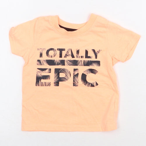 Primark Boys Orange Polyester Basic T-Shirt Size 9-12 Months Round Neck Pullover - Totally Epic