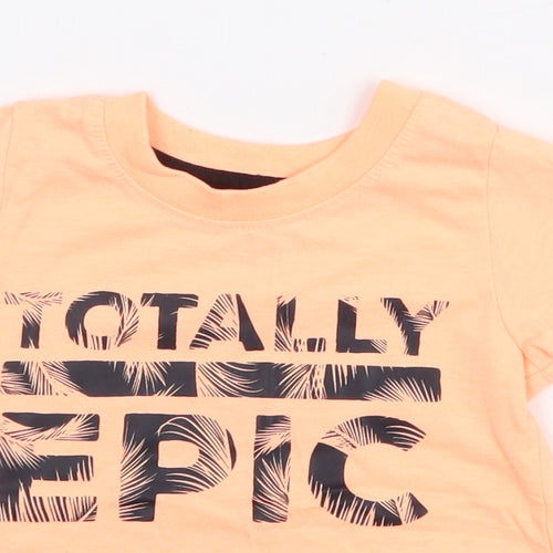 Primark Boys Orange Polyester Basic T-Shirt Size 9-12 Months Round Neck Pullover - Totally Epic