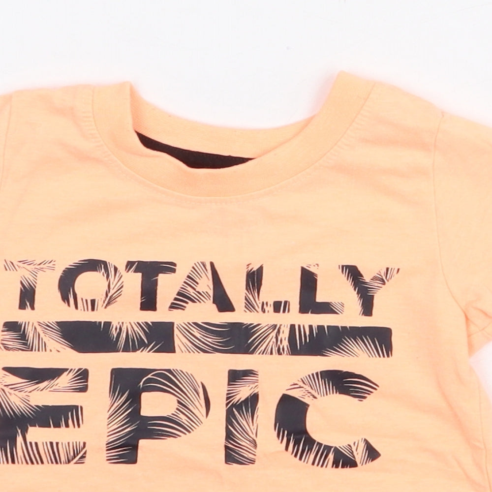 Primark Boys Orange Polyester Basic T-Shirt Size 9-12 Months Round Neck Pullover - Totally Epic
