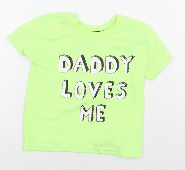 Primark Boys Green Polyester Basic T-Shirt Size 9-12 Months Round Neck Pullover - Daddy Loves Me