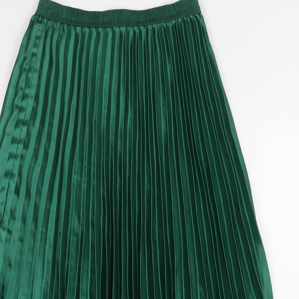 Primark Womens Green Polyester Pleated Skirt Size 10