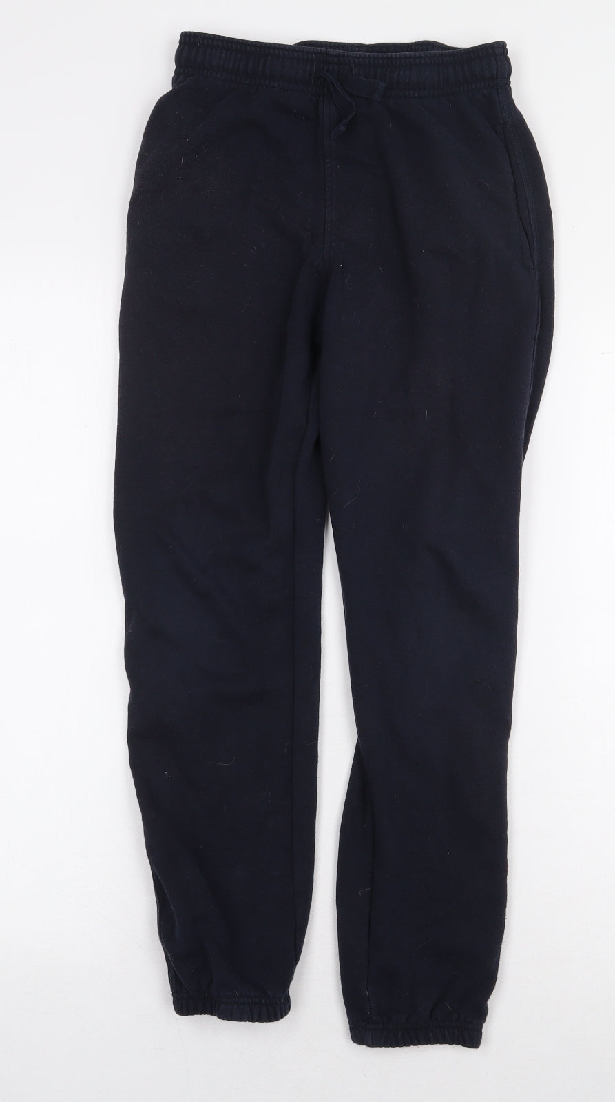 Marks and Spencer Boys Blue Cotton Jogger Trousers Size 10-11 Years Regular Tie