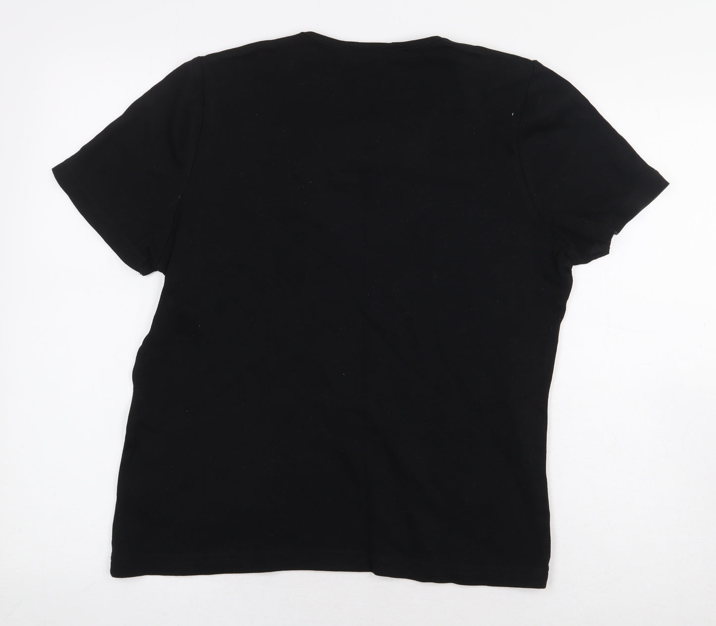 Bonmarché Womens Black 100% Cotton Basic T-Shirt Size S V-Neck
