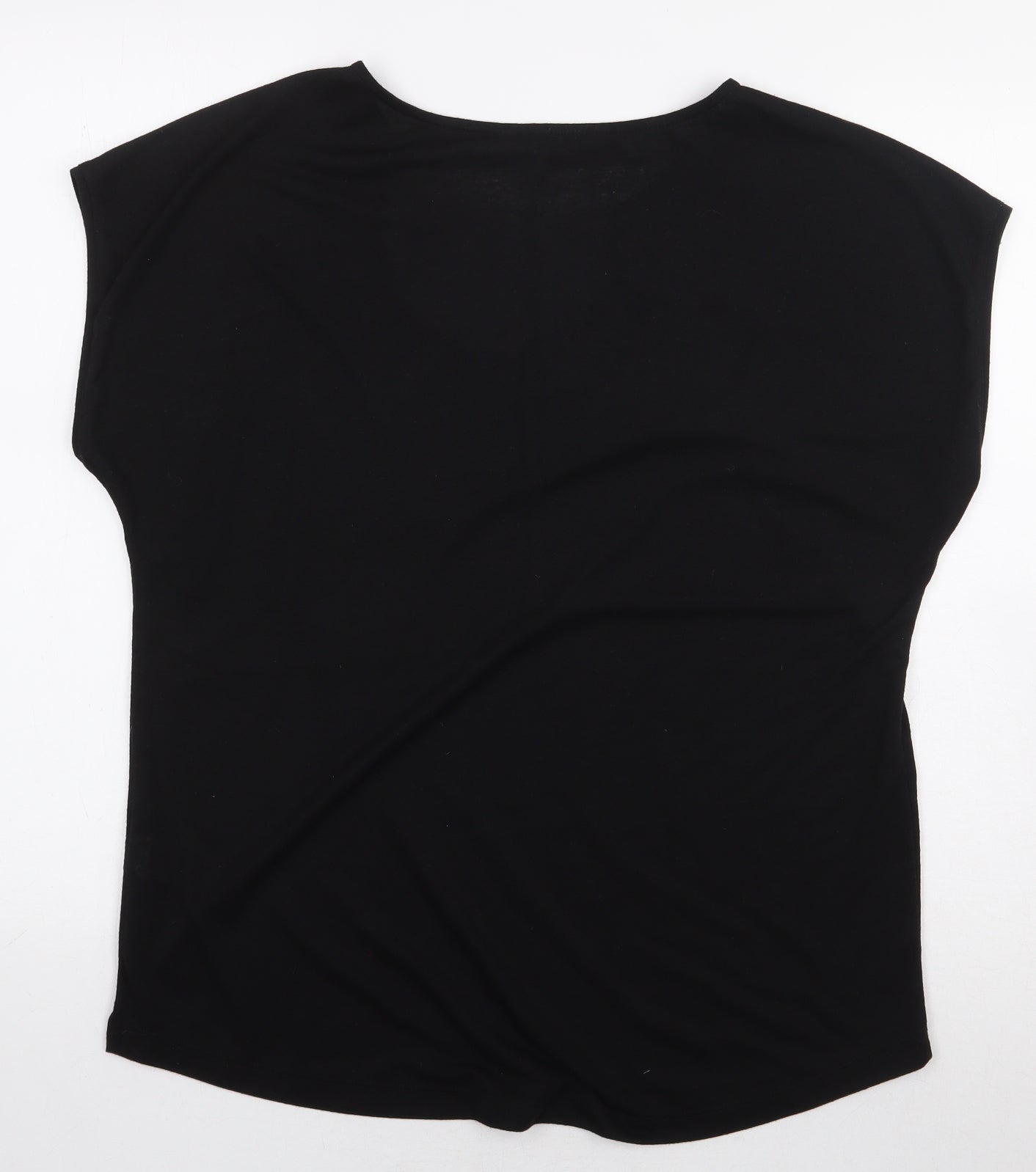Bonmarché Womens Black Polyester Basic T-Shirt Size 14 Boat Neck