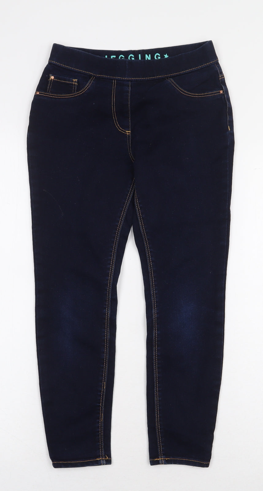 George Girls Blue Cotton Jegging Trousers Size 8-9 Years Regular