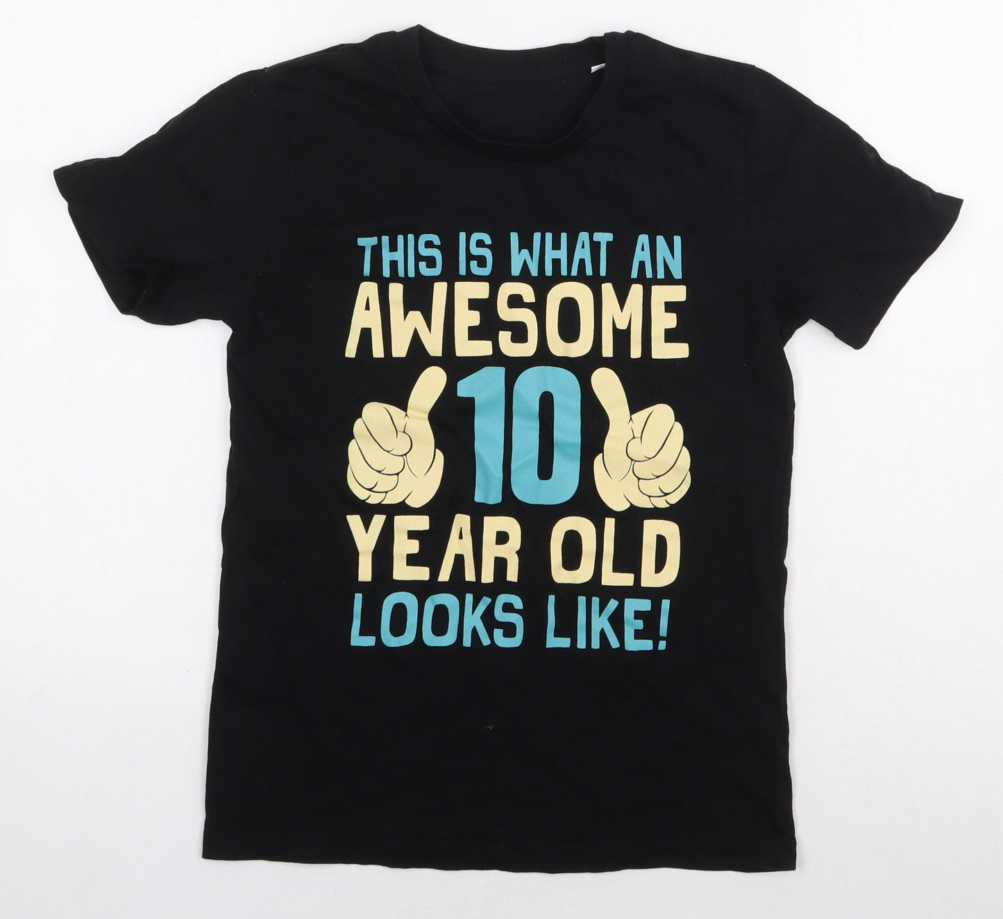 Stanley / Stella Boys Black 100% Cotton Basic T-Shirt Size 9-10 Years Round Neck Pullover