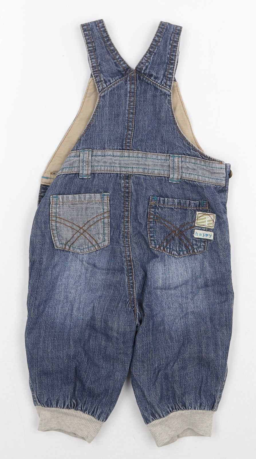 NEXT Baby Blue Cotton Dungaree Outfit/Set Size 6-9 Months Button