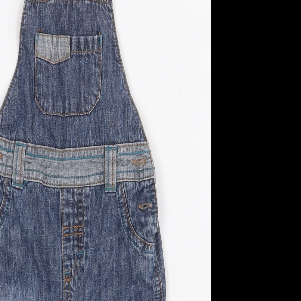 NEXT Baby Blue Cotton Dungaree Outfit/Set Size 6-9 Months Button
