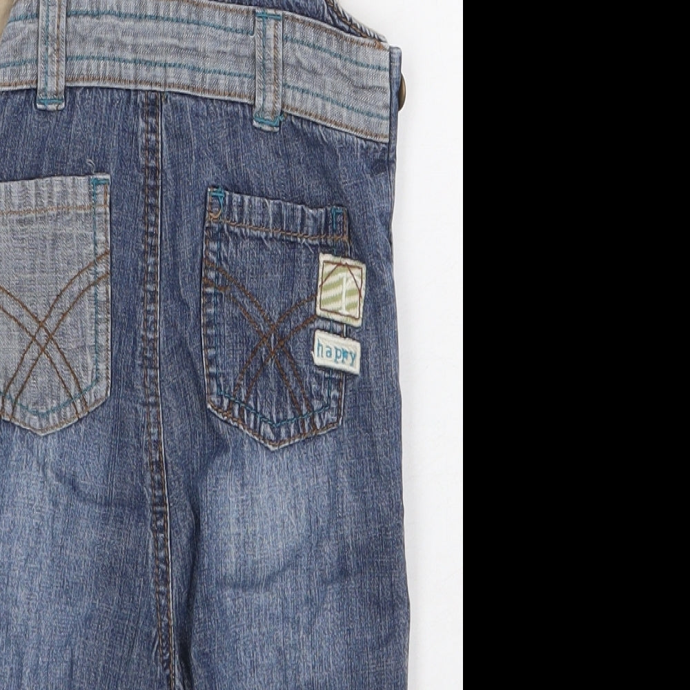 NEXT Baby Blue Cotton Dungaree Outfit/Set Size 6-9 Months Button