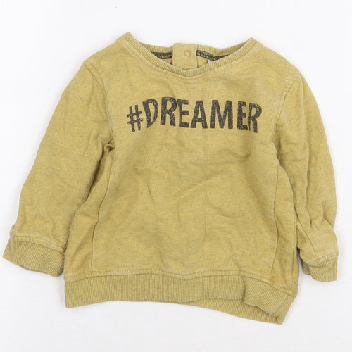 NEXT Baby Yellow 100% Cotton Henley Jumper Size 6-9 Months Pullover - #Dreamer