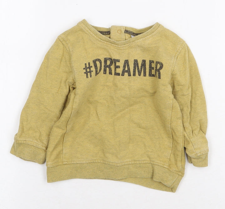 NEXT Baby Yellow 100% Cotton Henley Jumper Size 6-9 Months Pullover - #Dreamer