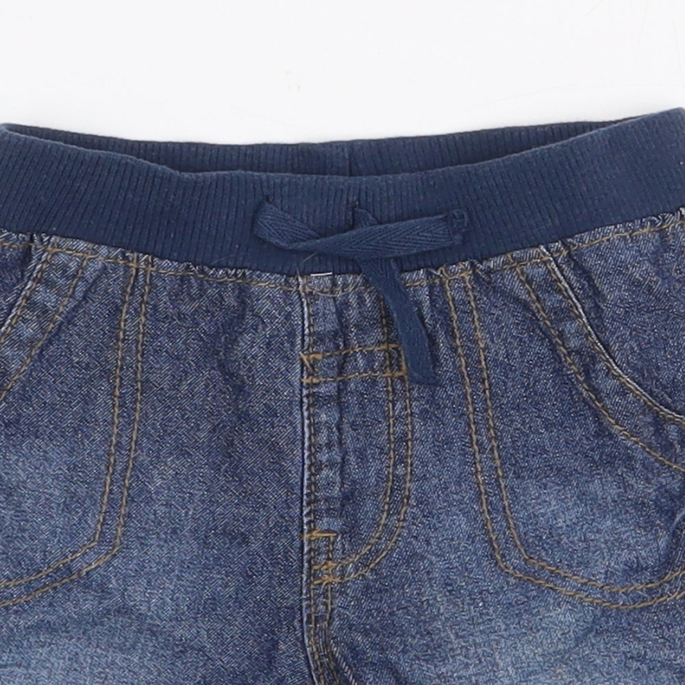 George Baby Blue 100% Cotton Cargo Jeans Size 6-9 Months Tie