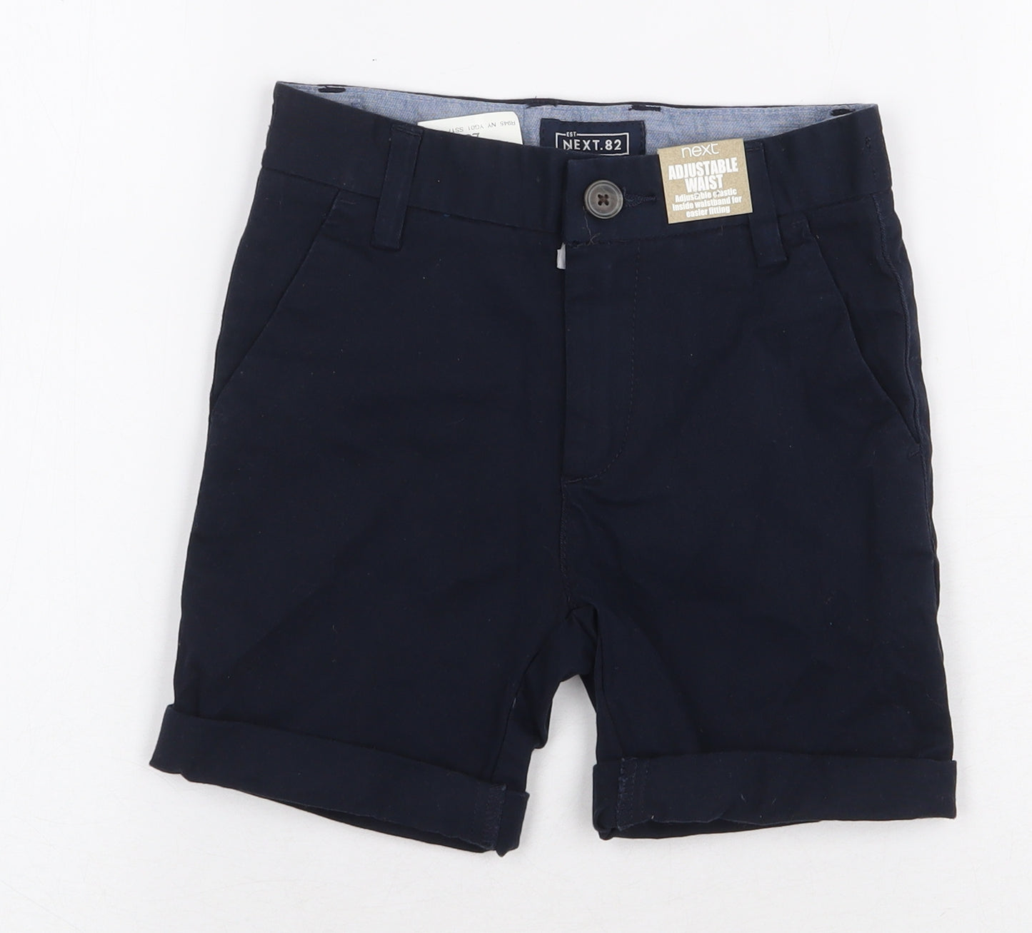 NEXT Boys Blue Cotton Chino Shorts Size 6 Years Regular Zip