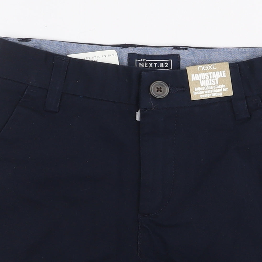 NEXT Boys Blue Cotton Chino Shorts Size 6 Years Regular Zip