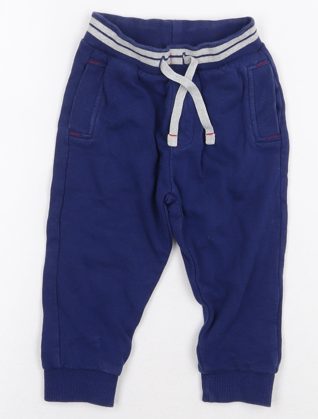 Mini Club Boys Blue Cotton Jogger Trousers Size 12-18 Months Drawstring