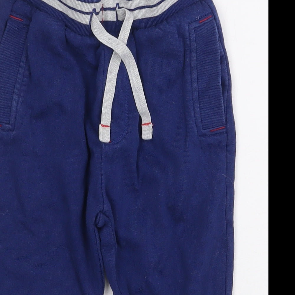 Mini Club Boys Blue Cotton Jogger Trousers Size 12-18 Months Drawstring