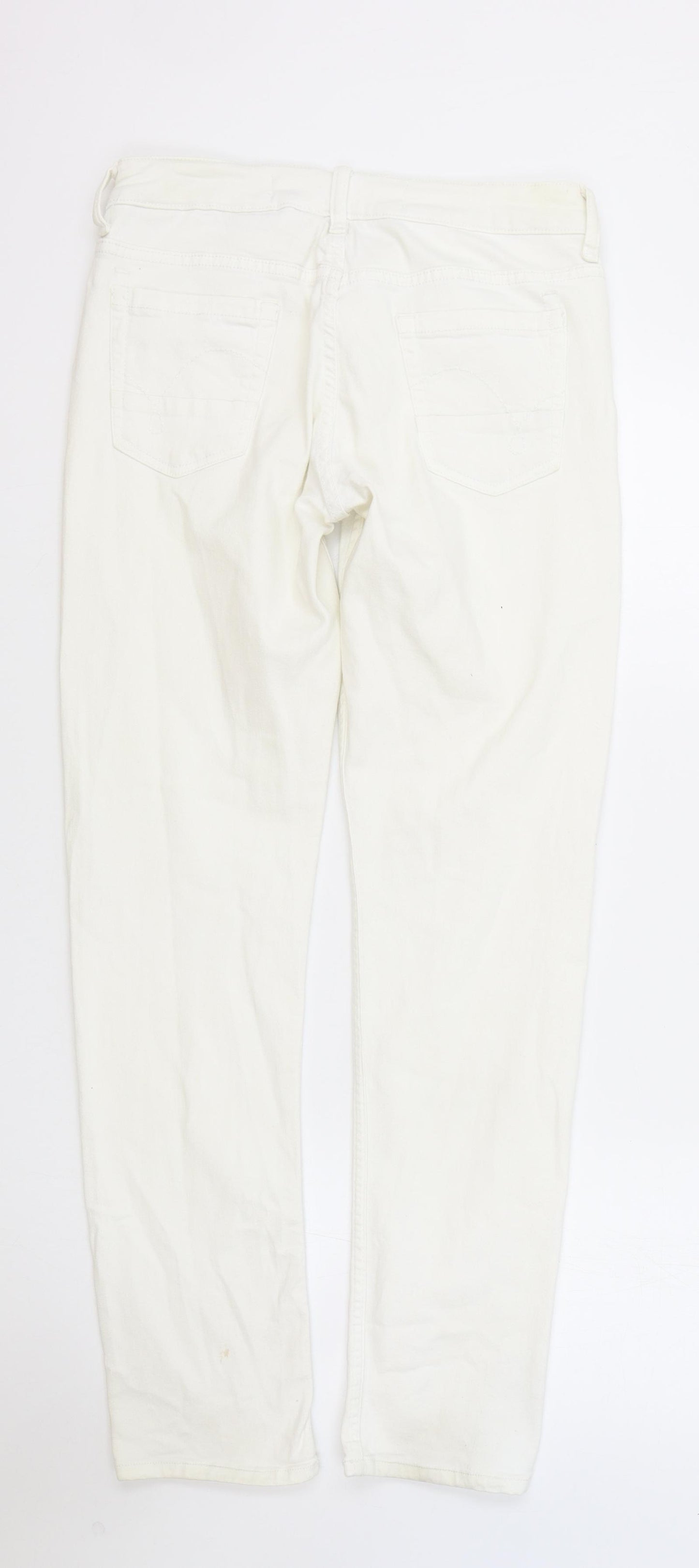 NEXT Womens White Cotton Skinny Jeans Size 8 L30 in Regular Zip