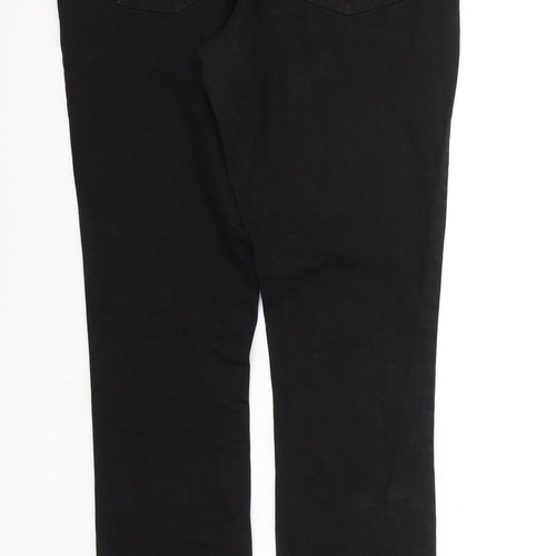 Dorothy Perkins Womens Black Cotton Straight Jeans Size 14 L32 in Regular Zip